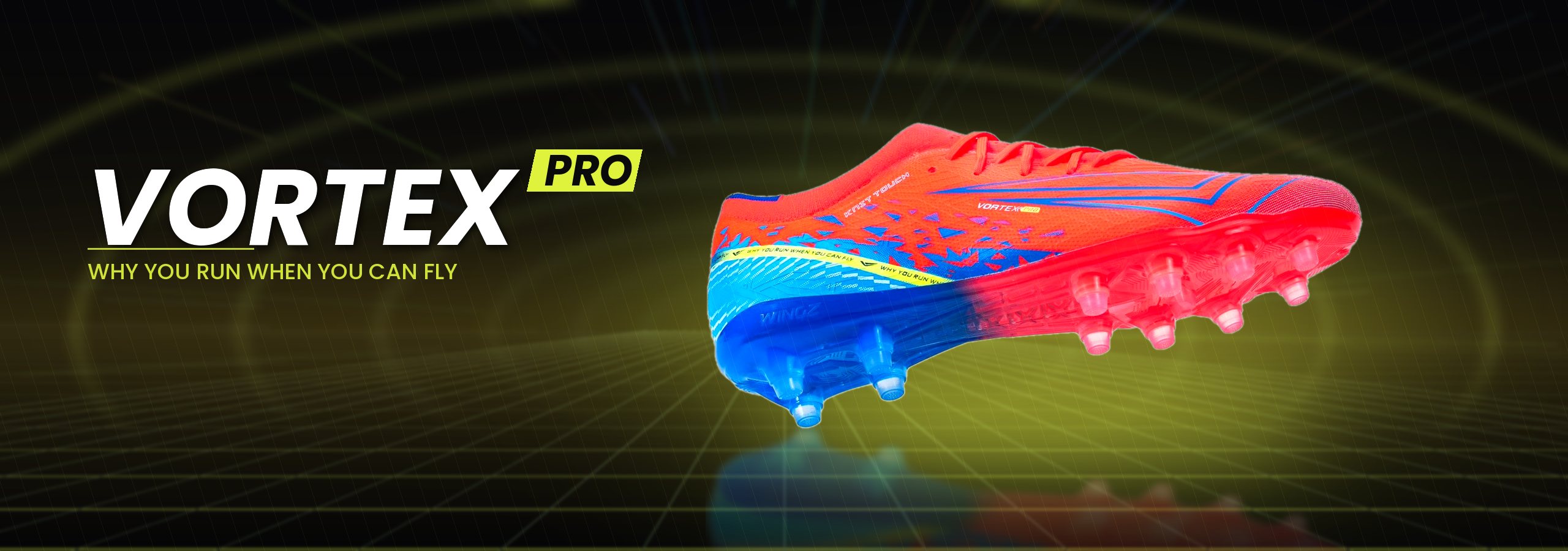 รองเท้าสตั๊ด Wingz Vortex Pro สี Neon Pink พื้น AG